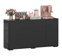 HOMCOM Buffet Meuble de Rangement 2 tiroirs coulissants 4 Portes étagère réglable Panneaux de Particules 140 x 36 x 74 cm Noir