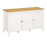 Buffet - HOMCOM - meuble de rangement 3 portes 2 étagères réglables plateau aspect bois - bois - 120x40x70cm - blanc