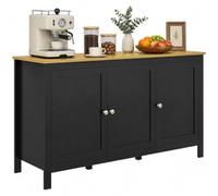 HOMCOM Buffet Meuble de Rangement 3 Portes 120 x 40 x 70 cm Noir | 2 Étagères Réglables, Plateau Aspect Bois Clair