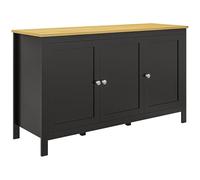HOMCOM Buffet Meuble de Rangement avec 3 Portes 2 étagères réglables Plateau Aspect Bois Clair - 120 x 40 x 70 cm Noir