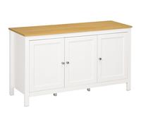 Buffet - HOMCOM - meuble de rangement 3 portes 2 étagères réglables plateau aspect bois - bois - 120x40x70cm - blanc