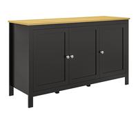 HOMCOM Buffet meuble de rangement avec 3 portes 2 étagères réglables plateau aspect bois clair 120 x 40 x 70 cm noir