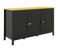 Buffet - HOMCOM - avec 3 portes 2 étagères réglables - plateau aspect bois clair - 120 x 40 x 70 cm - noir