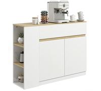 Buffet - HOMCOM - meuble rangement placard 2 portes étagère réglable 2 tiroirs 3 étagères - bois - 110x29,5x82cm - blanc