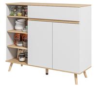 HOMCOM Buffet meuble de rangement cuisine style scandinave 1 placard double porte 1 tiroir et 4 niches étagères réglables blanc