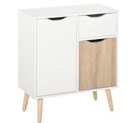 HomCom Buffet Design scandinave 2 placards tiroir coulissant Blanc chêne clair