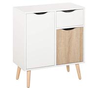 Buffet - meuble de rangement - HOMCOM - design scandinave 2 placards tiroir coulissant - bois chêne - blanc
