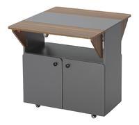 HOMCOM Buffet Mobile Pliant, deux côtés de table pliables, compartiment du coffret, 4 roulettes, Gris clair + Marron foncé, 70 x 83 x 75 cm