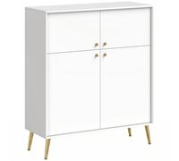 HOMCOM Buffet moderne 105,4 cm avec 4 portes Soft-Close et pieds métalliques, pour salle à manger & cuisine, blanc crème