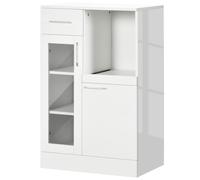 HOMCOM Buffet Moderne avec Armoires et Tiroir en Bois et Verre, 60x40x95cm, Blanc