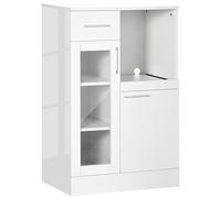 HOMCOM Buffet Moderne avec armoires et tiroirs, Armoire de Cuisine en Bois et Verre 60x40x95cm, Blanc