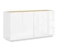 HOMCOM Buffet salle à manger buffet cuisine 4 portes à fermeture douce et étagères réglables 140l x 40P x 75H cm blanc laqué