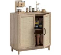 HOMCOM Buffet Salon 2 Portes en Rotin Style Bohème 76 x 35 x 75,5 cm Chêne