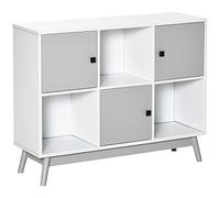 HOMCOM Buffet Salon 9 Cubes 3 Portes Moderne 96x30x75cm Blanc et Gris