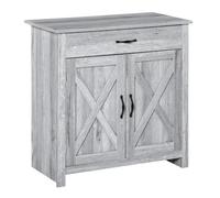 HOMCOM Buffet meuble de rangement style rustique 2 portes 1 tiroir étagère réglable gris clair