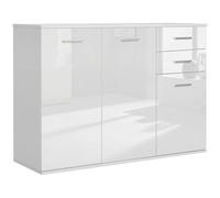 HomCom Buffet de rangement 2 tiroirs 2 placards étagère réglable panneaux particules blanc
