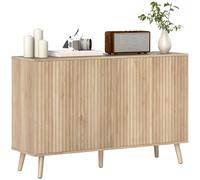 HOMCOM Buffet Salon Meuble de Rangement 4 Portes 120 x 35 x 77,5 cm Chêne