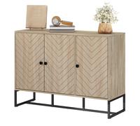 HOMCOM Buffet salon meuble de rangement armoire de cuisine avec placard 2 portes et étagères réglables 108 x 40 x 80 cm, chêne