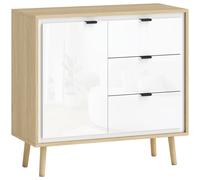 HOMCOM Buffet salon meuble de rangement armoire de cuisine placard à 2 portes 3 tiroirs et étagère réglable, 80x35x77cm, blanc