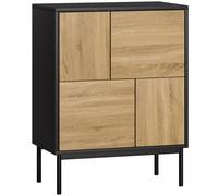 HOMCOM Buffet salon meuble de rangement armoire de cuisine portes à pousser et 4 placards style moderne 60 x 35 x 78 cm, noir