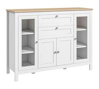 Buffet salon - meuble rangement - HOMCOM - 1 placard 2 placards vitrés 2 tiroirs réglable - bois - 120x40x90cm - blanc