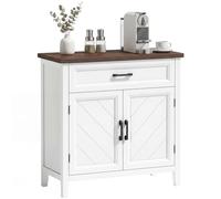 HOMCOM Buffet Salon, Meuble de Rangement avec 2 Portes en Chevron, Tiroir et Étagère Réglable, Style Rustique, Buffet Salle à Manger et Cuisine, 76 x 35 x 80 cm, Blanc