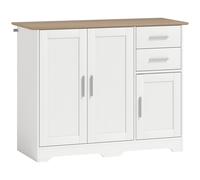 HOMCOM Buffet salon, meuble de rangement avec 2 tiroirs, 3 portes et étagère réglable, 100 x 40 x 78 cm, blanc et bois naturel