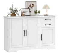 HOMCOM Buffet Salon, Meuble de Rangement avec 3 Portes, 2 tiroirs et étagère réglable, Style Moderne, Buffet Salle à Manger et Cuisine, 120 x 38 x 79 cm, Blanc