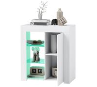 HOMCOM Buffet salon meuble de rangement avec éclairage LED RGB, étagères en verre réglables, dim. 75 x 40,1 x 83 cm, blanc