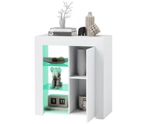 HOMCOM Buffet salon meuble de rangement avec éclairage LED RGB, étagères en verre réglables, dim. 75 x 40,1 x 83 cm, blanc