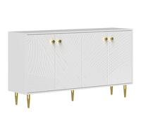 HOMCOM Buffet salon meuble de rangement avec étagères réglables, placards à portes, 140 x 35 x 77,5 cm, blanc