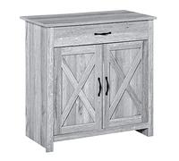 HOMCOM Buffet meuble de rangement style rustique 2 portes 1 tiroir étagère réglable gris clair