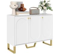 HOMCOM Buffet Salon Meuble de Rangement Bas 106,5 x 35 x 77,5 cm Blanc | Placard à Portes, Étagère Réglable, Style Moderne, Meuble TV pour Téléviseur 50 Pouces, Buffet Salle à Manger et Salon