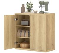 HOMCOM Buffet Salon, Meuble de Rangement Moderne avec Portes à Fermeture Douce et Étagères Ajustables, 78 x 39 x 79 cm, Chêne