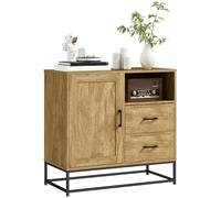 HOMCOM Buffet Salon Meuble de Rangement Style Moderne avec 2 tiroirs, Compartiment Ouvert et étagère réglable - Buffet Salle à Manger, Cuisine et Salon, 80 x 40 x 78 cm, Bois Naturel