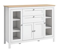 Buffet salon - meuble rangement - HOMCOM - 1 placard 2 placards vitrés 2 tiroirs réglable - bois - 120x40x90cm - blanc