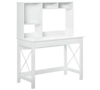 HOMCOM Bureau avec Rangement Bureau bibliothèque en Bois Moderne avec étagères et Grand Plateau pour Petits espaces Maison Chambre à Coucher, 105 x 50 x 137,5 cm, Blanc