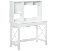 HOMCOM Bureau avec Rangement Bureau bibliothèque en Bois Moderne avec étagères et Grand Plateau pour Petits espaces Maison Chambre à Coucher, 105 x 50 x 137,5 cm, Blanc