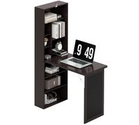 HOMCOM Bureau avec rangement pliable murale rabattable avec bibliothèque poste de travail tableau à craie et étagère réglable