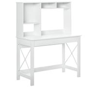 HOMCOM Bureau avec Rangement Bureau bibliothèque en Bois Moderne avec étagères et Grand Plateau pour Petits espaces Maison Chambre à Coucher, 105 x 50 x 137,5 cm, Blanc