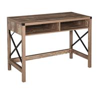 HOMCOM Bureau Design Industriel Grand Plateau 2 niches métal Noir Panneaux Particules Imitation Bois veinage Marron