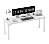 HOMCOM Bureau, Bureau d'ordinateur 180 cm avec Large Plateau pour 2 Personnes, Cadre en Acier, Table d'ordinateur pour Travail à Domicile ou étude, Blanc