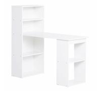 HOMCOM Bureau Bureau d'ordinateur, 2 Étagères, 5 Étagères, 120 cm x 55 cm x 120 cm, Blanc