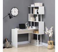 HOMCOM Bureau d'angle avec étagères de rangement Bureau Informatique Design Contemporain en Forme de L étagères en Bois 120 x 80 x 176 cm Blanc Description:Vous êtes à la recherche d'un joli bureau qu