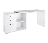 HOMCOM Bureau d'angle droit modulable 2 en 1 – 3 tiroirs et 2 niches – MDF blanc