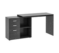 HOMCOM Bureau d'angle bureau droit modulable table de salle à manger 2 en 1 bureau informatique tiroirs x 3 + 2 niches MDF noir