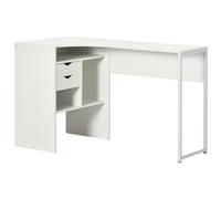 HOMCOM Bureau d'angle, bureau informatique avec 2 tiroirs et 3 compartiments ouverts, 120 x 60 x 74 cm, blanc