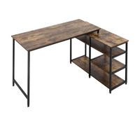 HOMCOM Bureau d'angle bureau informatique avec étagères de rangement style industriel en panneau de particules 1 brun rustique