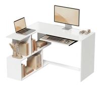 HOMCOM Bureau d'angle en forme de L avec tiroir pour clavier Blanc 120 x 100 x 76 cm