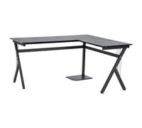 HOMCOM Bureau d'angle informatique design contemporain 155L x 130l x 76H cm MDF acier noir